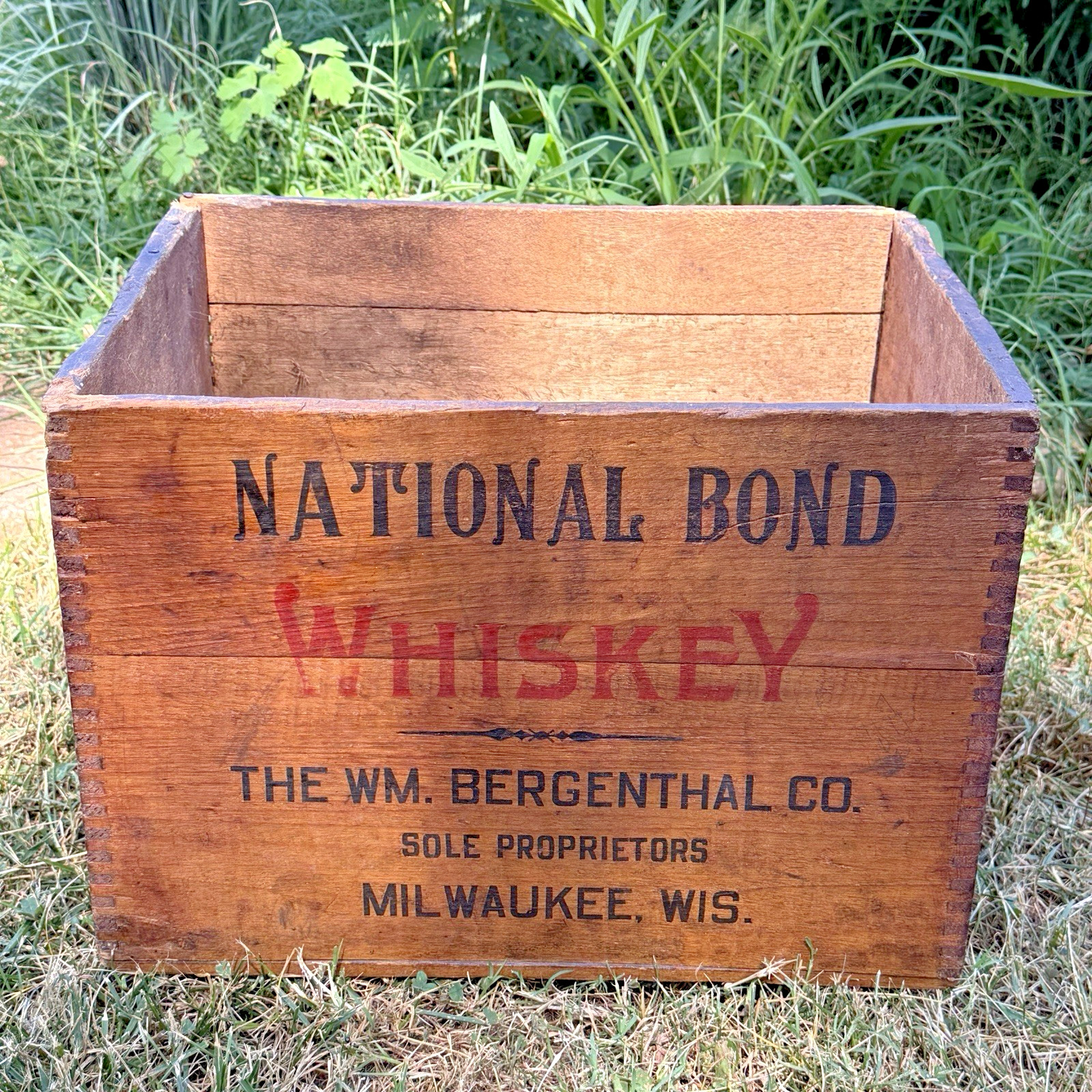 Vintage Pre-Prohibition Whiskey Crate National Bond American Distilling Illinois