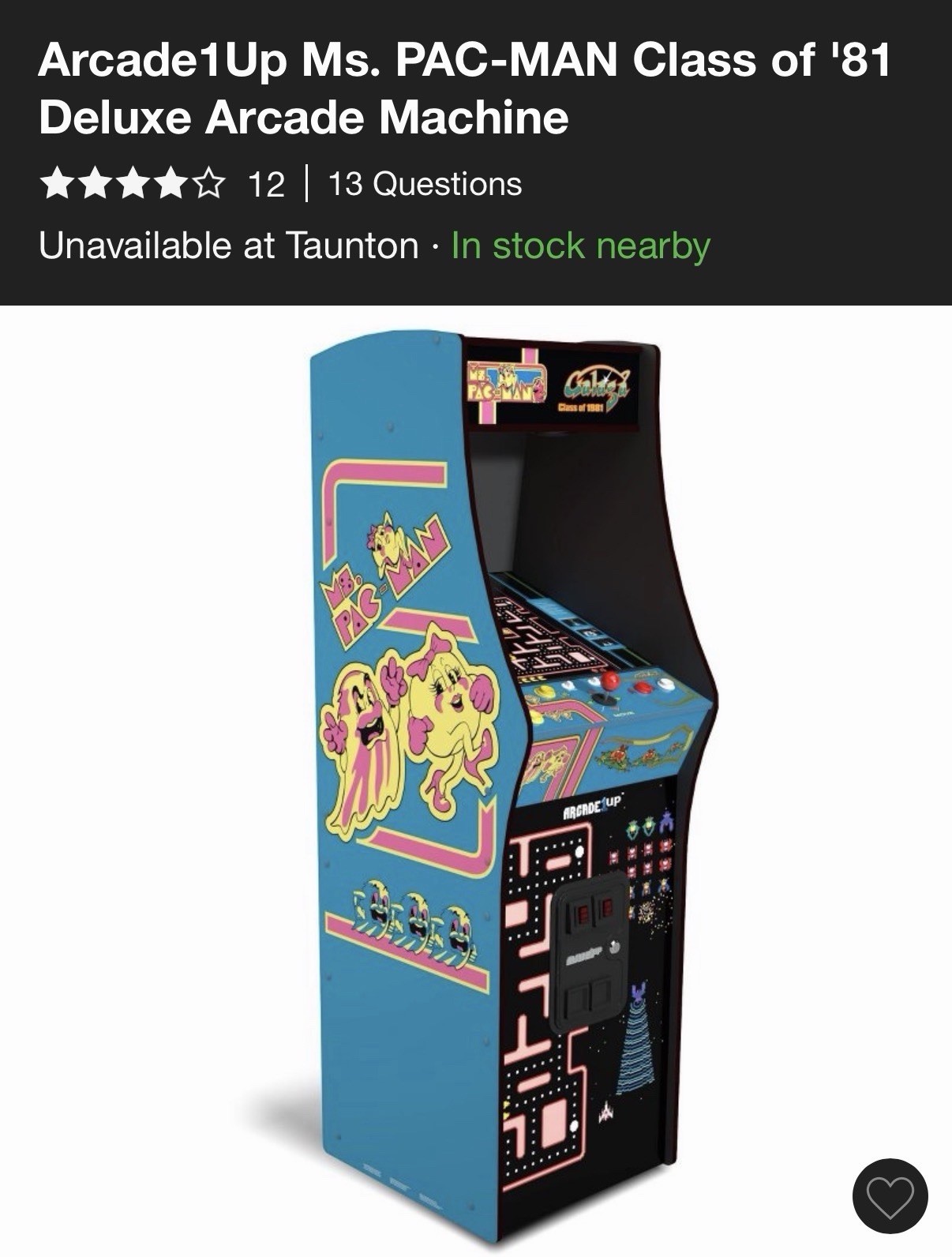 Arcade1Up Ms. PAC-MAN Class of '81 Deluxe Arcade Machine