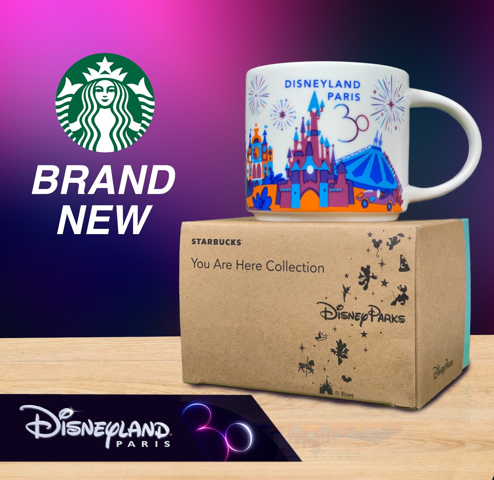 Starbucks YAH - You Are Here Disneyland Paris 30th - Mug/Mug BRAND NEW - 14oz.