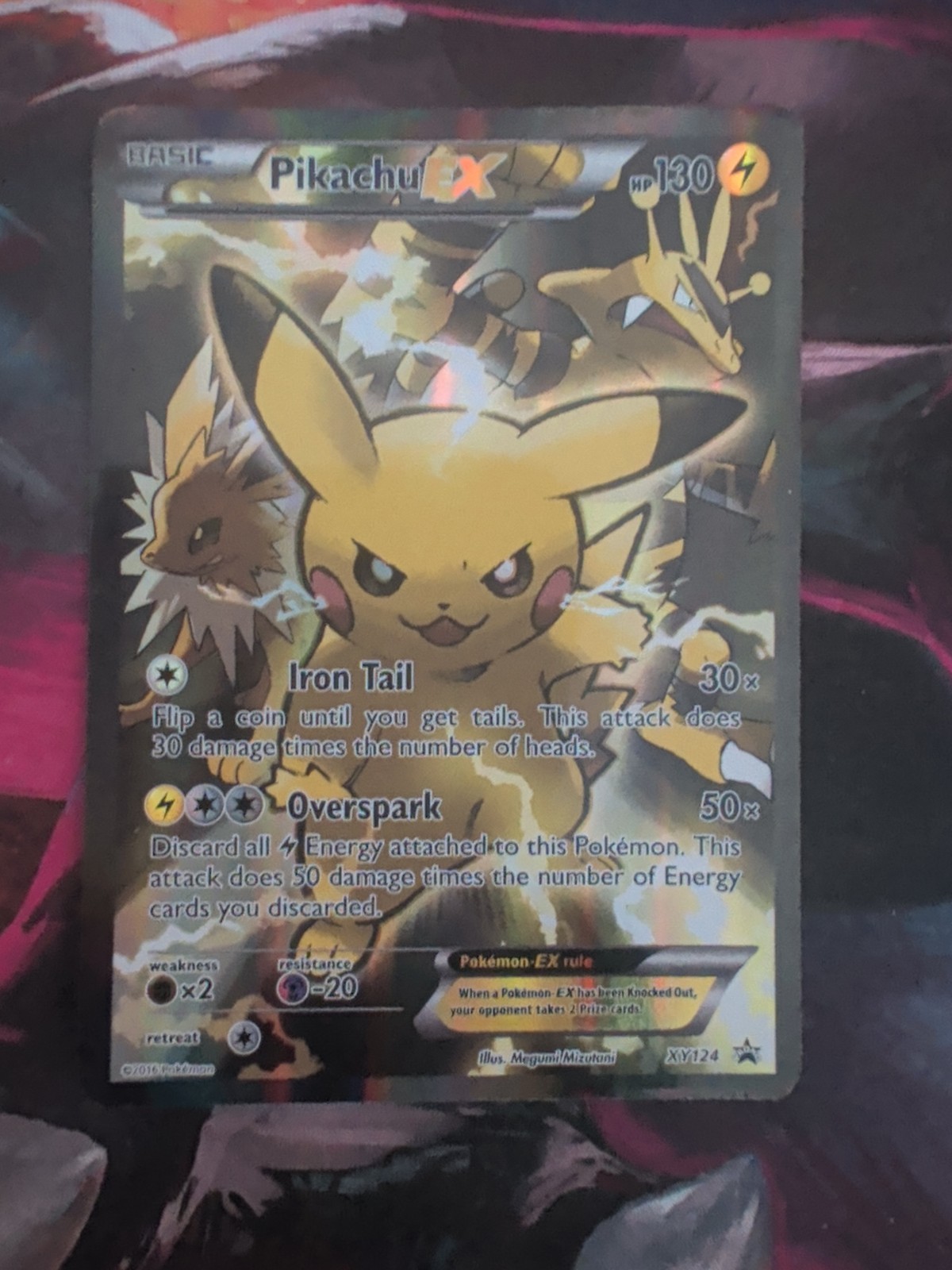Pokémon TCG Pikachu EX XY124 Black Star Promo MP Condition (See Photos)