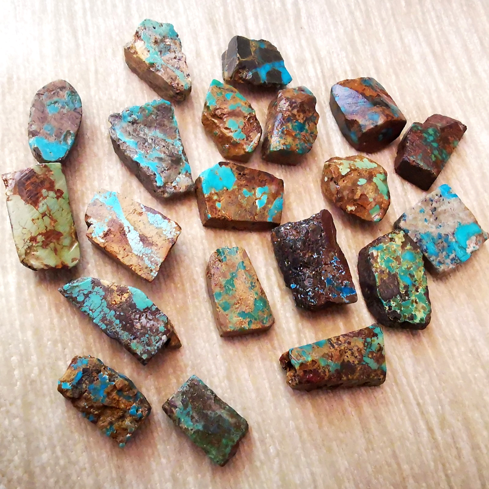 20Pcs Turquoise Natural Chips Nugget, Not Stabilized or Polished, Nishapour Mine