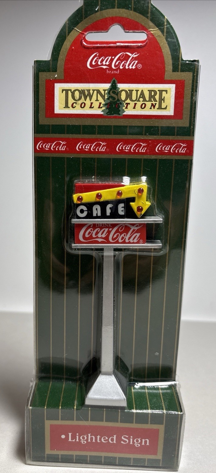 Vintage 1998 Coca-Cola Town Square Lighted Cafe Sign NOS New 2 AA Batteries