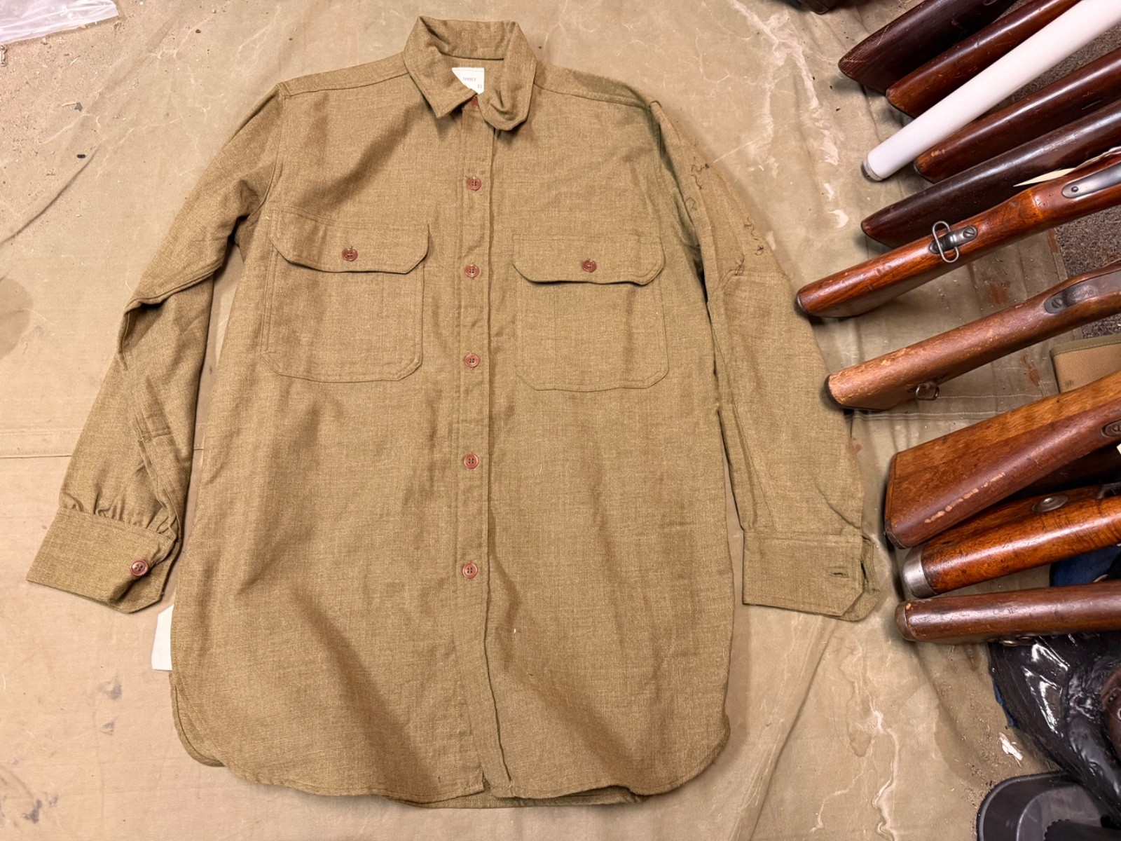 ORIGINAL WWII US ARMY M1935 M35 EM NCO WOOL COMBAT FIELD SHIRT-MEDIUM 40R