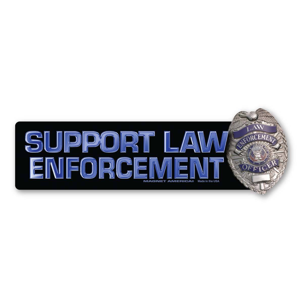 Support Law Enforcement With Badge Bumper Strip  Magnet
