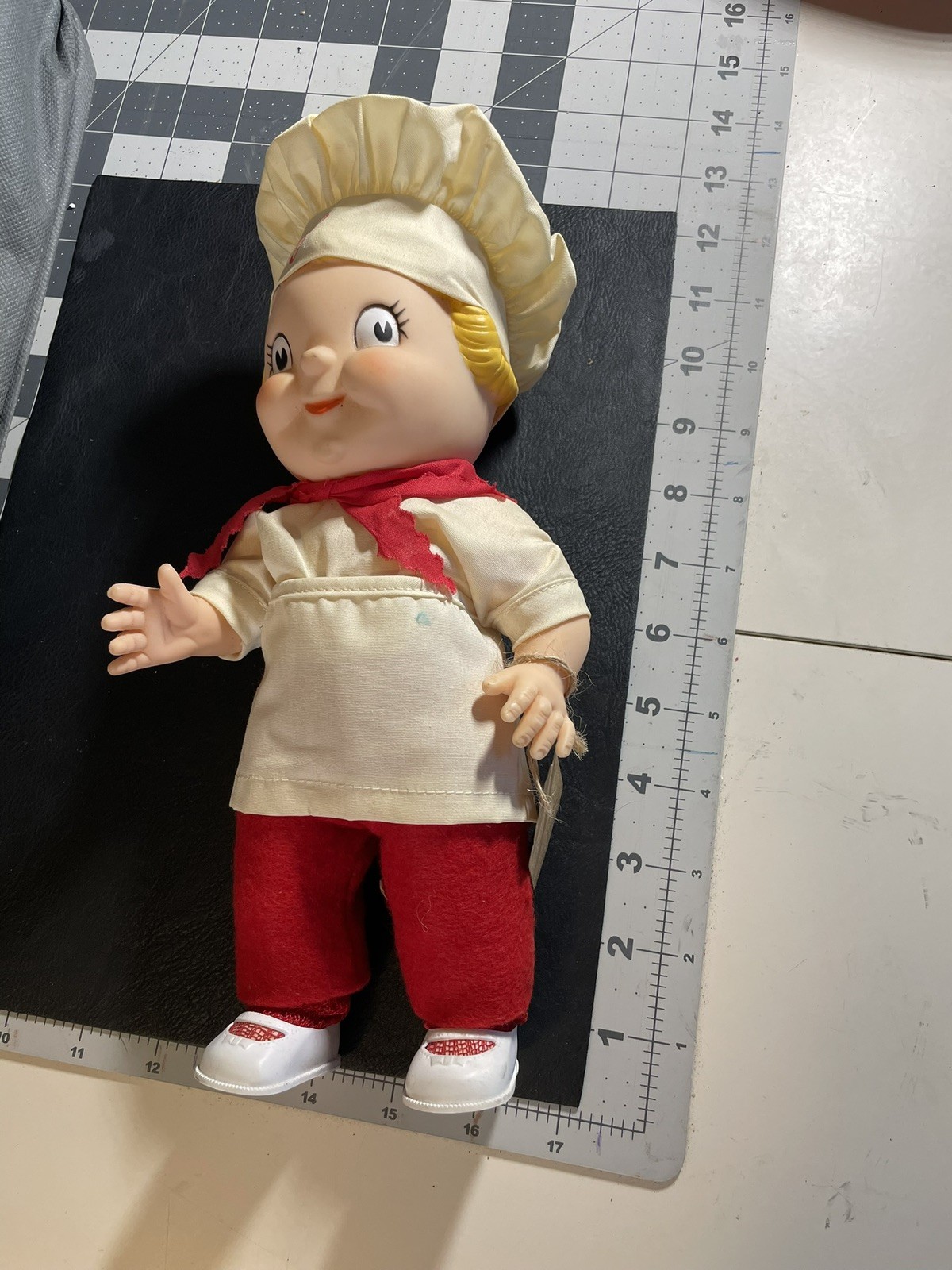 Vintage Campbell\'s Soup Vinyl Doll Figure w/ Outfit Apron Hat 1940s 1950s 10\