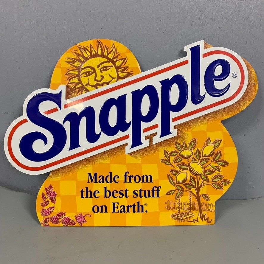 Vintage Snapple Iced Tea Promo Advertising Metal Sign General Store Prop 23x17\
