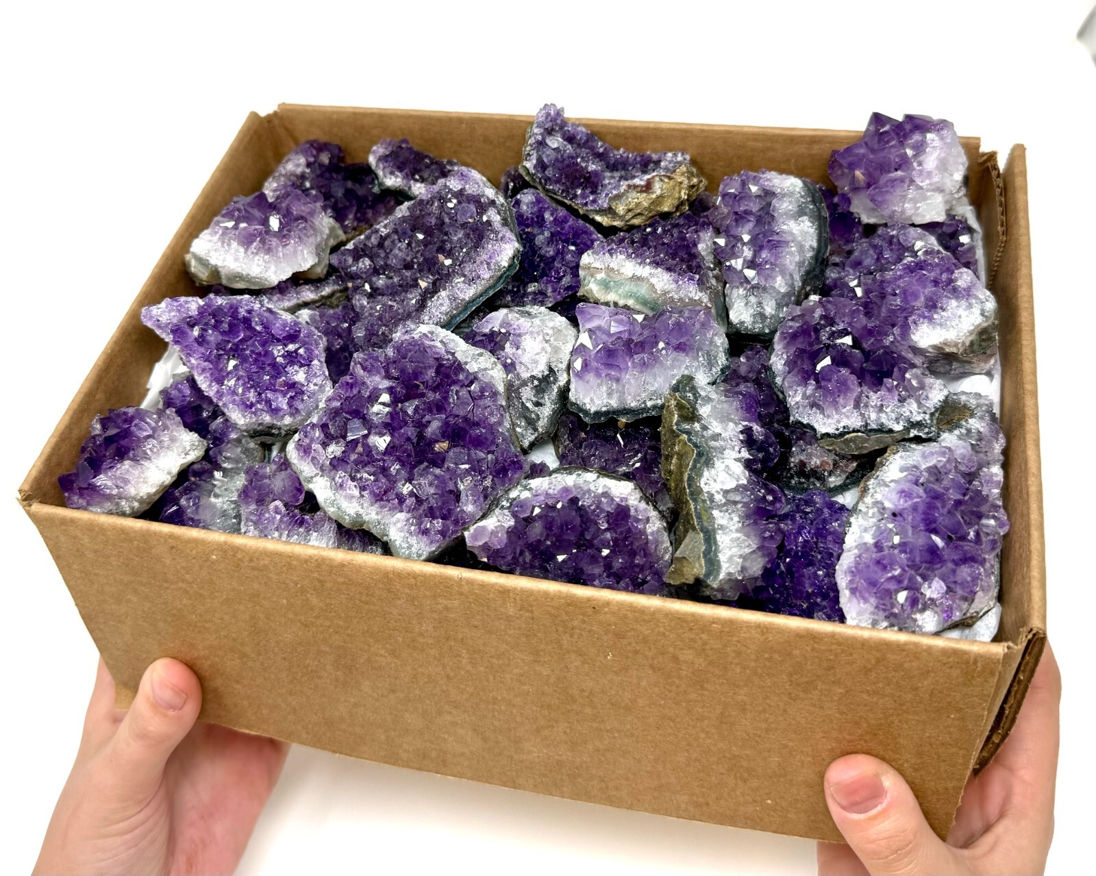 Wholesale Natural Amethyst Clusters Box: 'A' Grade Bulk Lots Amethyst Crystals
