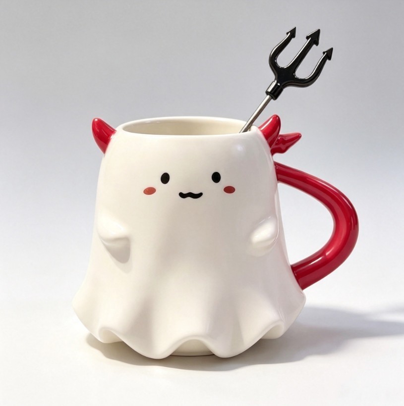 Starbucks 16oz Halloween Little Devil Ceramic Mug With Mini Trident Stirrer Gift Starbucks 16oz Halloween Little Devil Ceramic Mug With Mini Trident Stirrer Gift