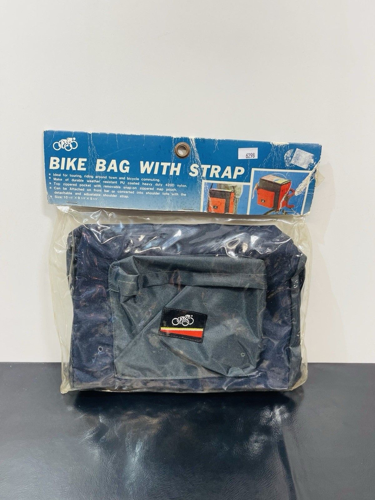 Vintage NOS New Bicycle Handlebar Heavy Duty Bag W Strap Blue 10' x 9'' x 5''