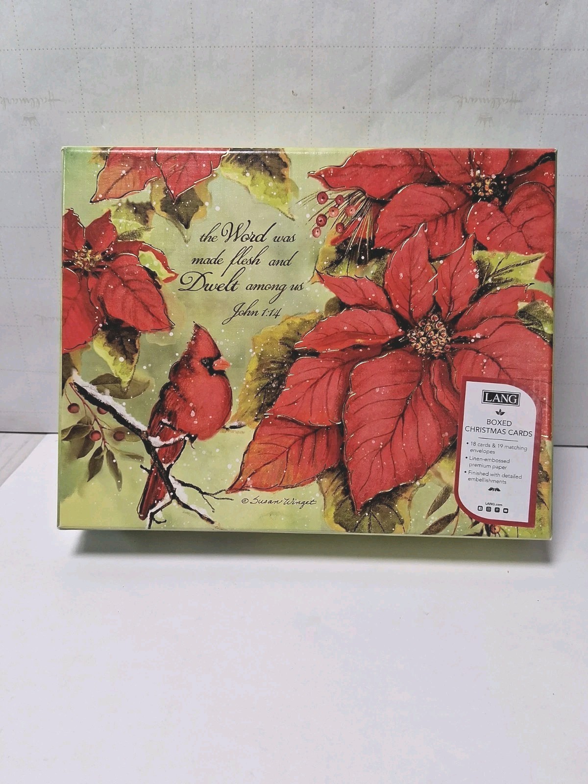 Lang ~ Cardinal Seasons Greetings Boxed Christmas Cards Linen Embossed/Verse NEW