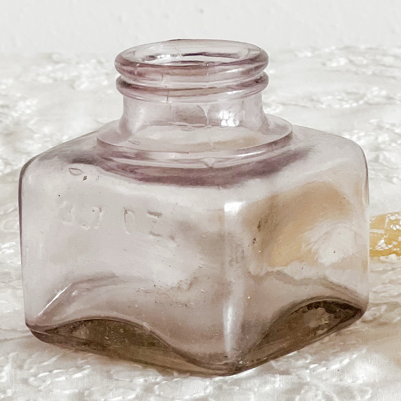1900s Antique Lavender Ink Bottle Glass Inkwell