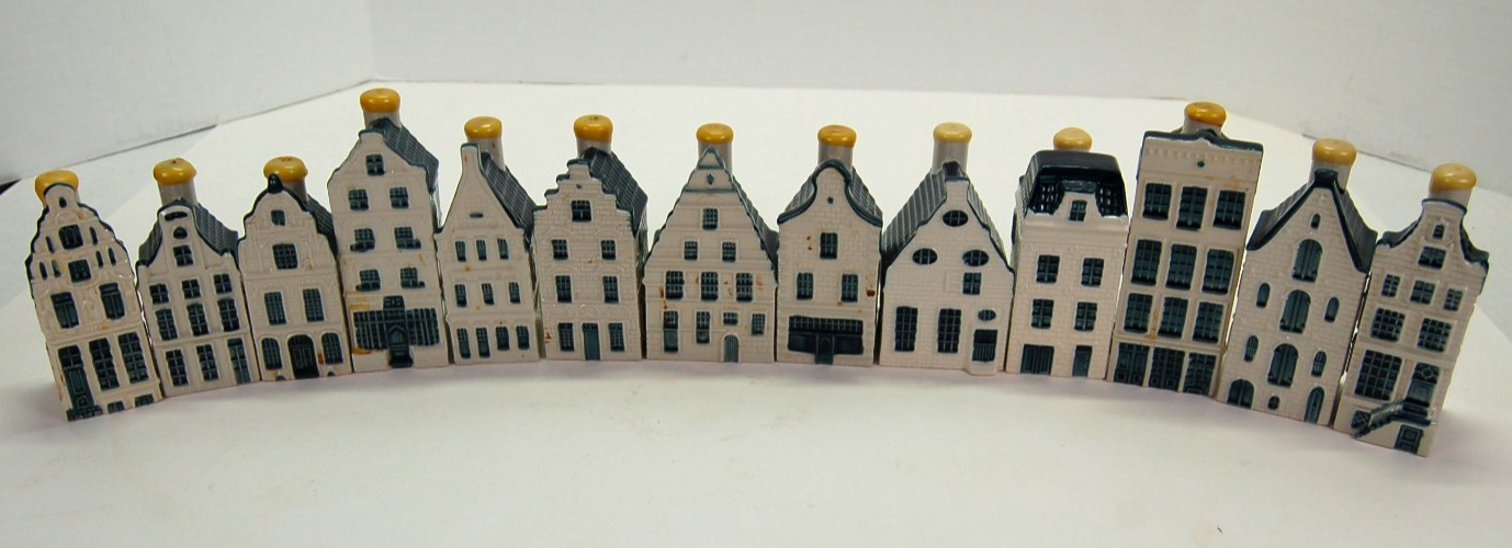 EMPTY DRILLED KLM Bols Dutch House Miniatures Lot of 13 Delft Blue