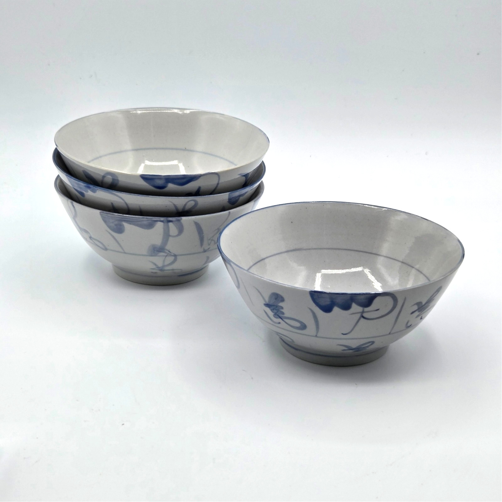 Porcelain Rice Soup Bowls  Asian/Oriental Blue & White  VINTAGE