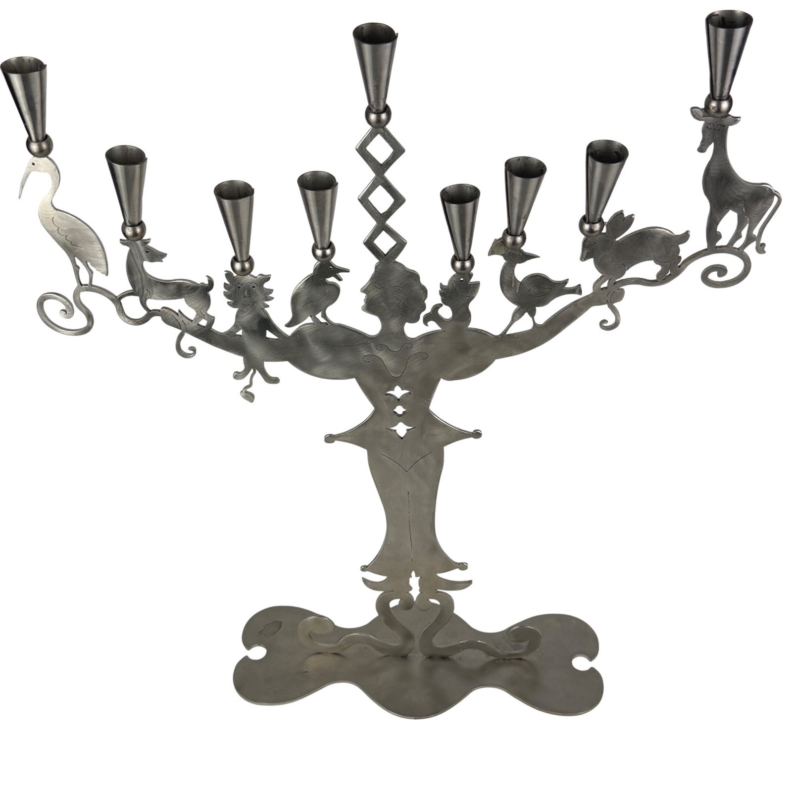 Amy Hess Amy\'s Ark Stainless Steel Animal Candelabra Candle Holder Sculpture