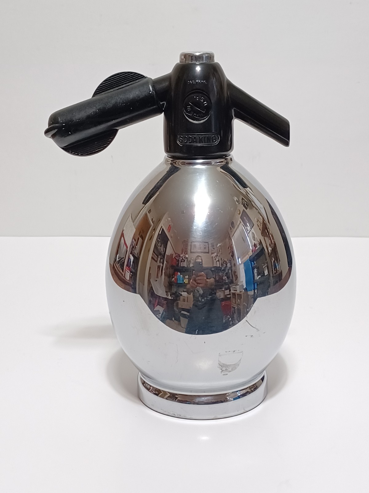 Vintage 1960's Soda King Chrome Seltzer Bottle Soda Siphon Barware Mid Century 