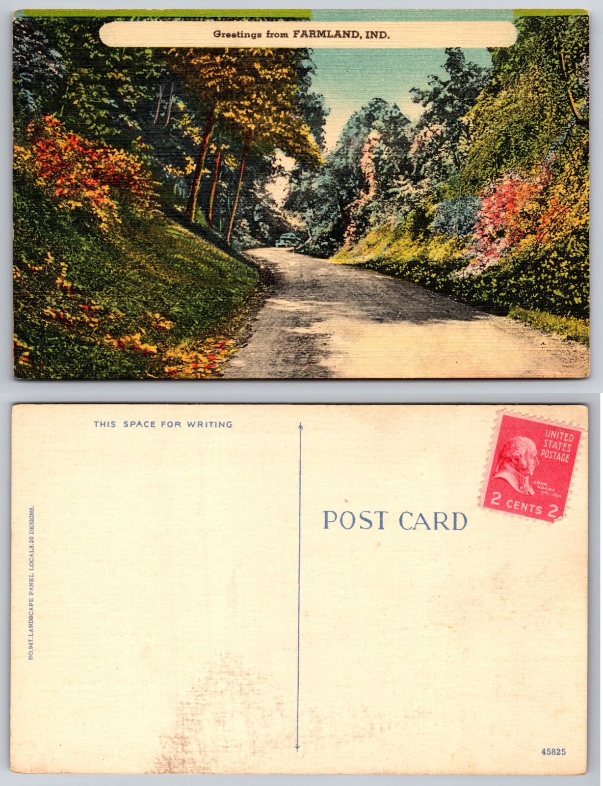 Farmland IND Country Road Postcard