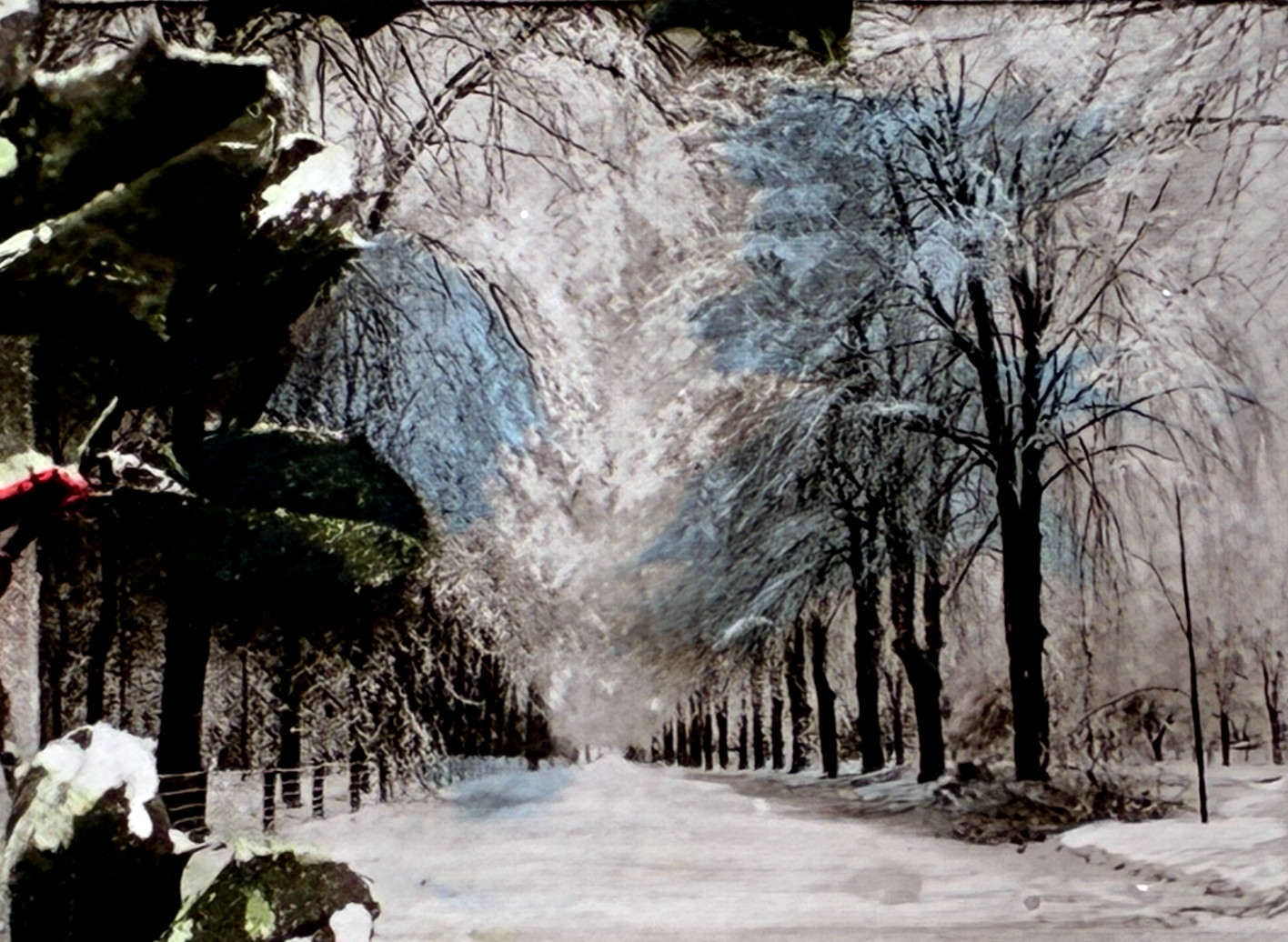 \'13 Christmas RPPC & c1912 Snowy Christmas Scene Brooklyn Street Postcards  SM