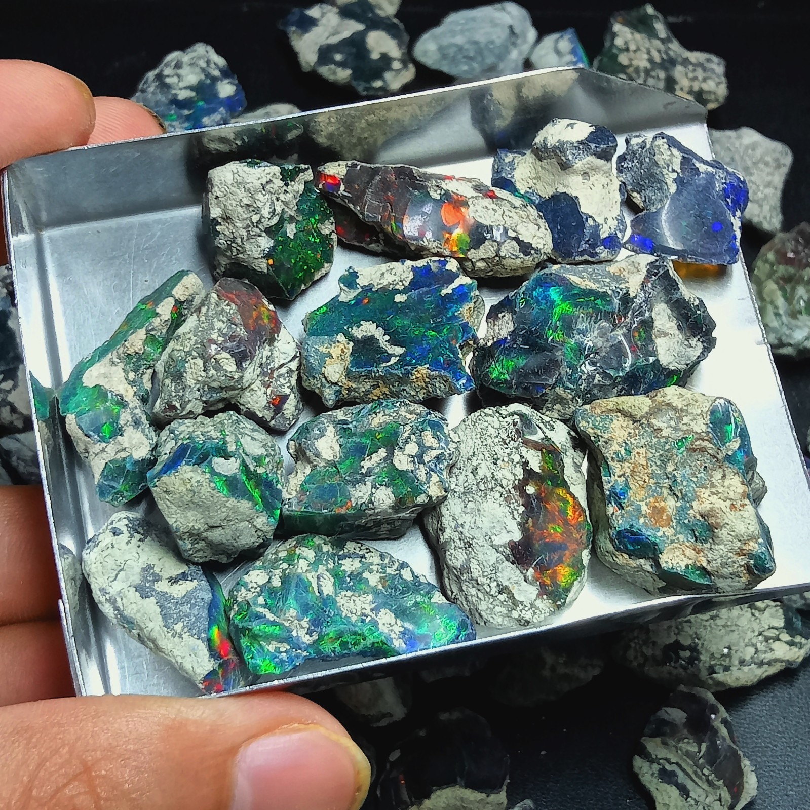 Opal Rough Lot – 100ct Ethiopian Smoked Black, Rare Quality Fire Gemstones