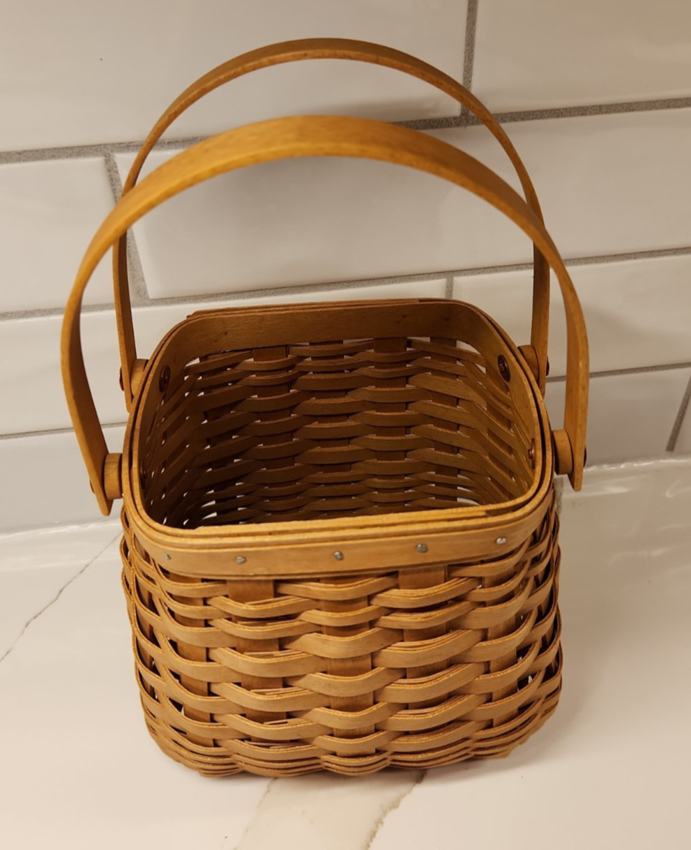 Vintage Longaberger 2004 Tiny Tote Basket w/2 Swing Handles Near Mint