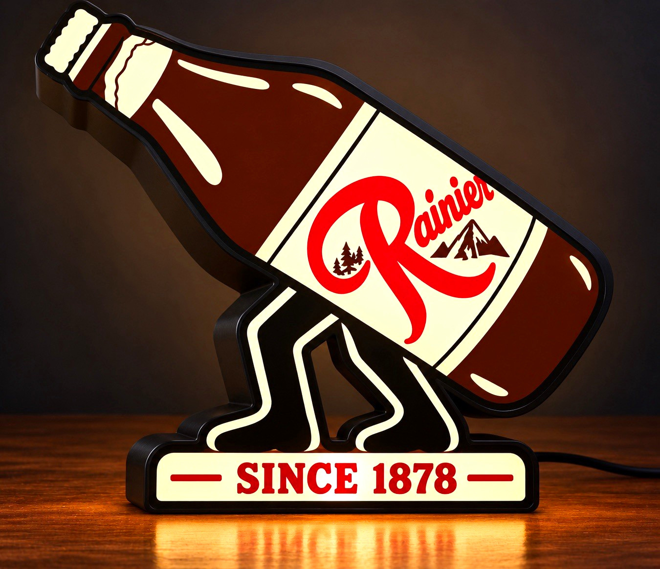 Rainier Beer Walking Bottle LightBox Display – 3D Printed LED Beer Sign 8”
