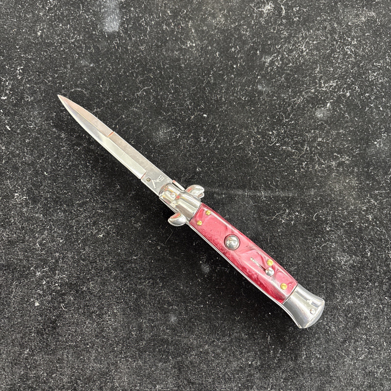 AKC Italian Folding Knife 9inch pink/red Handle