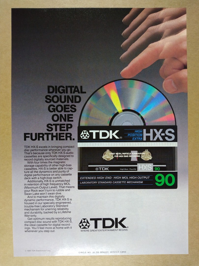 1986 TDK HX-S Cassette Tape vintage print Ad