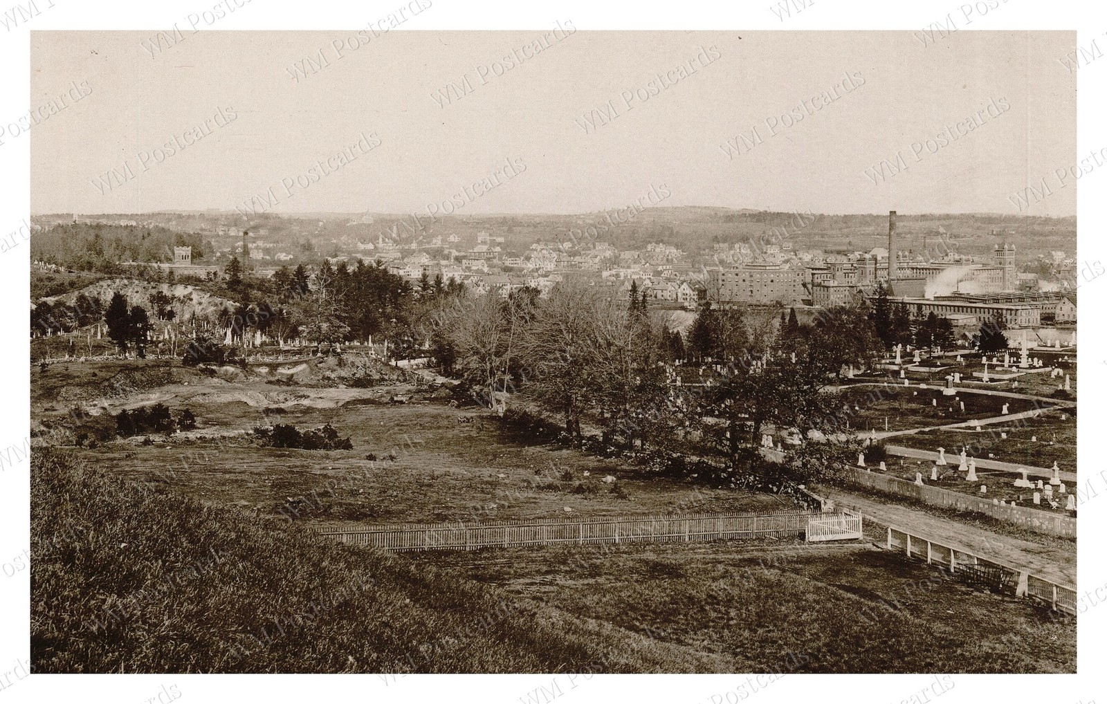Lawrence Massachusetts 1893 Reservoir View Cemetery Mills Standard Postcard