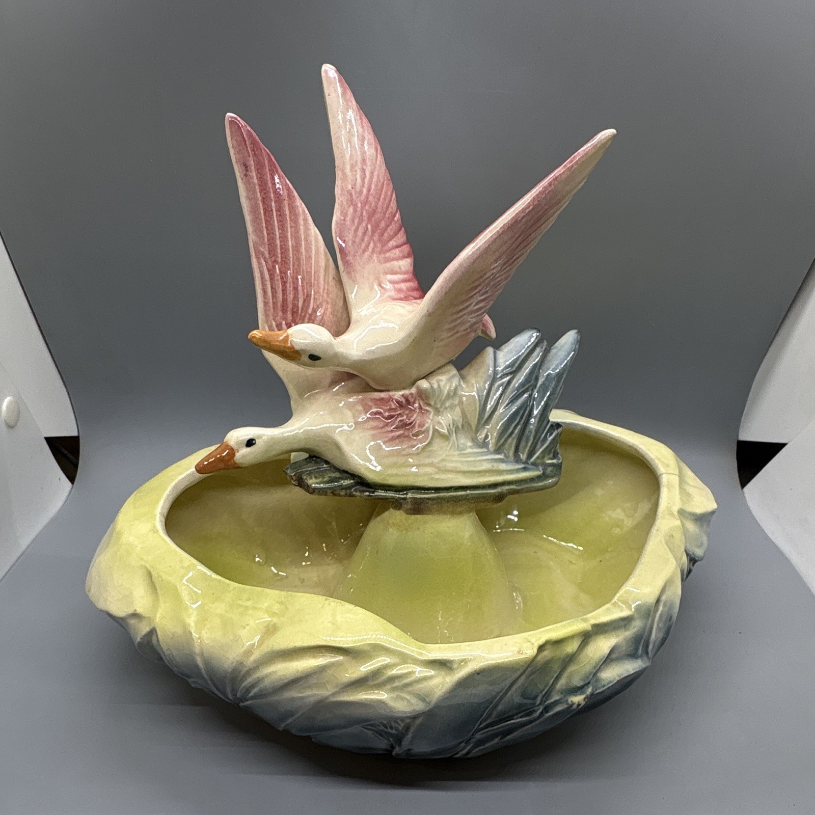 Vintage McCoy Pottery HNH Top 100 Flying Duck Geese Planter 