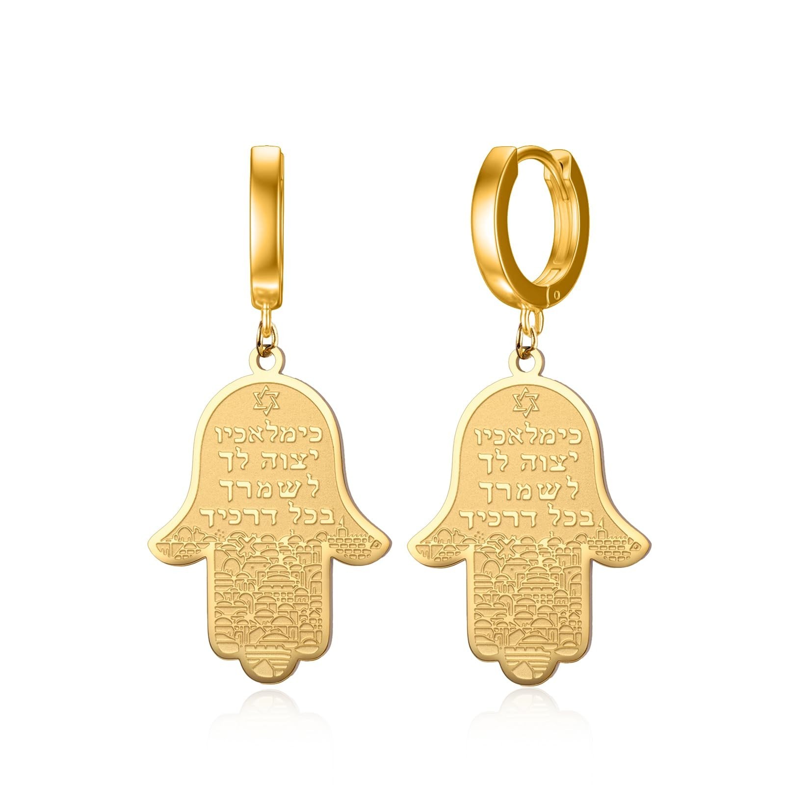 VASSAGO Hamsa Hand of Fatima Dangle Earrings Jewish Star of David Hoop Earrin...
