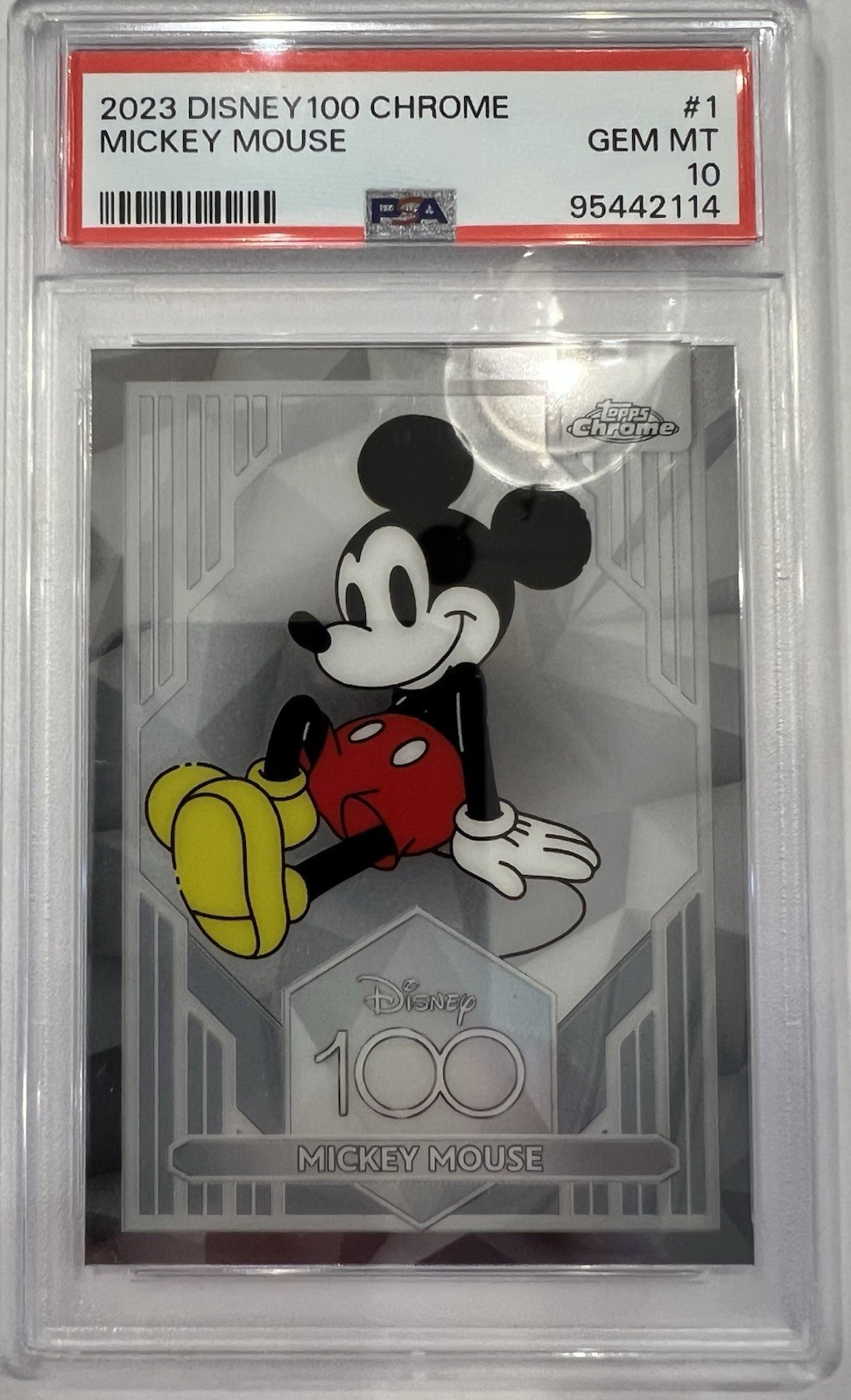 Topps 2023 Disney 100 Chrome Mickey Mouse #1 PSA 10 Graded Trading Card