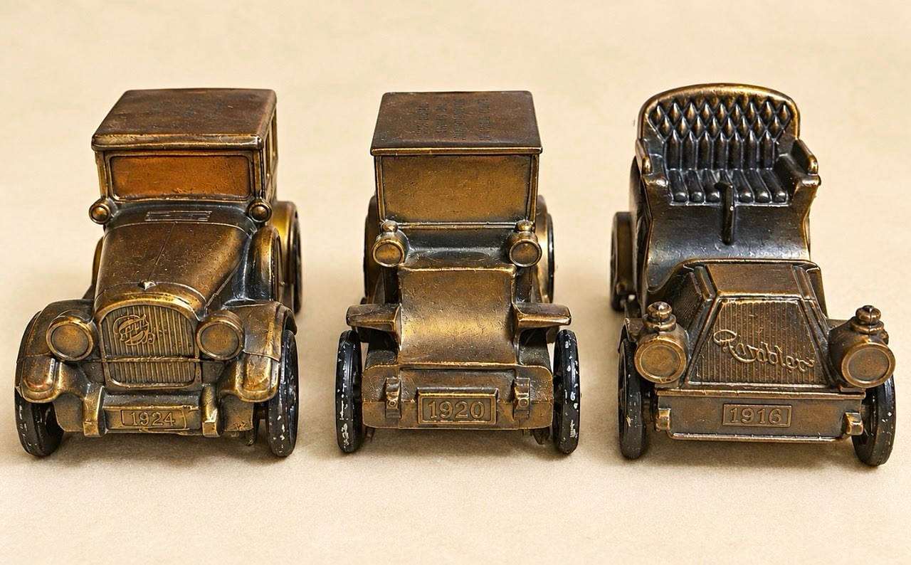 Banthrico Inc. Vintage Metal Vehicle Car Piggy Banks Lot of 3 Chicago USA