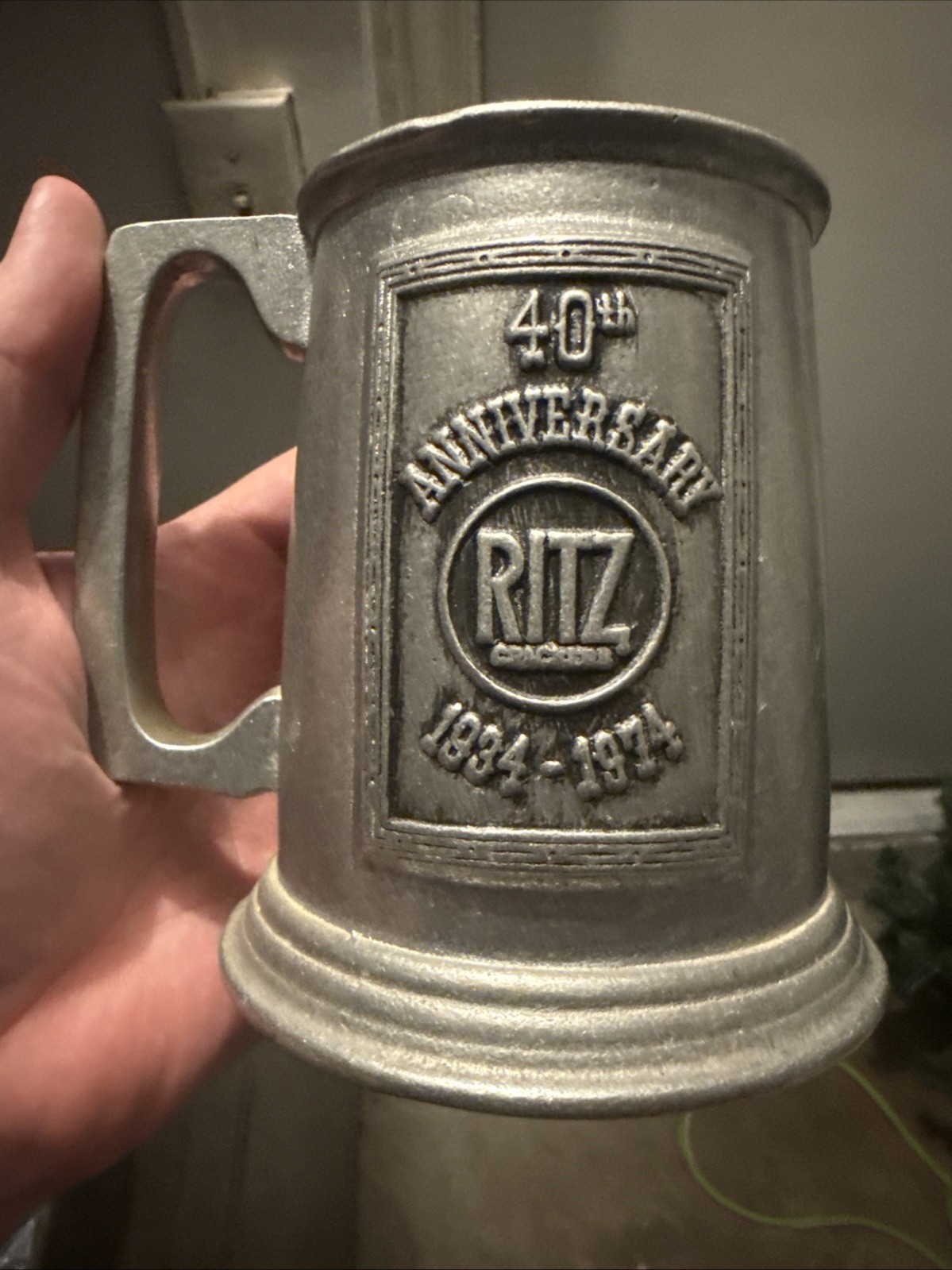 1974 WILTON COLUMBIA PEWTER MUG/Stein/Tankard NABISCO RITZ CRACKER (Y)