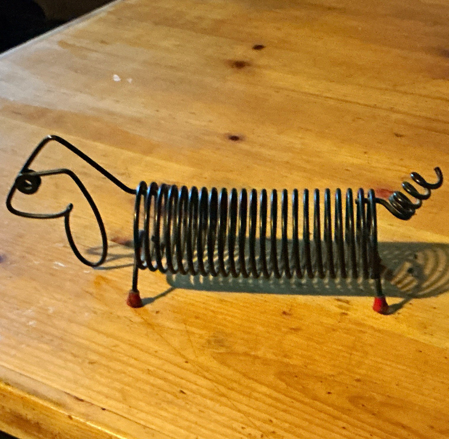 MCM  Vintage coil dog letter and envelope holder, styled like  a Sausage Dog