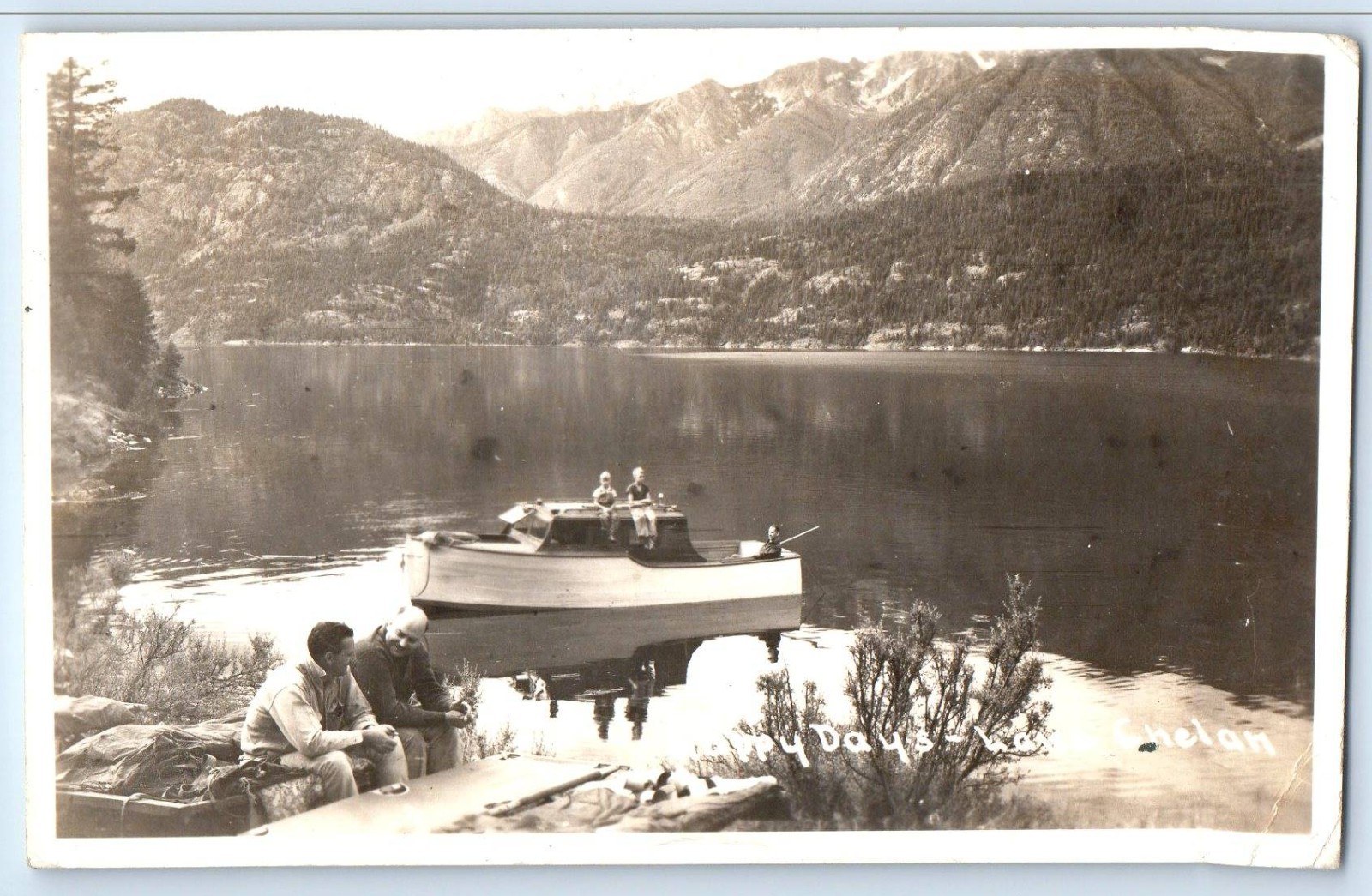 Moore Washington WA Postcard Happy Days Lake Chelan 1948 Posted RPPC Photo