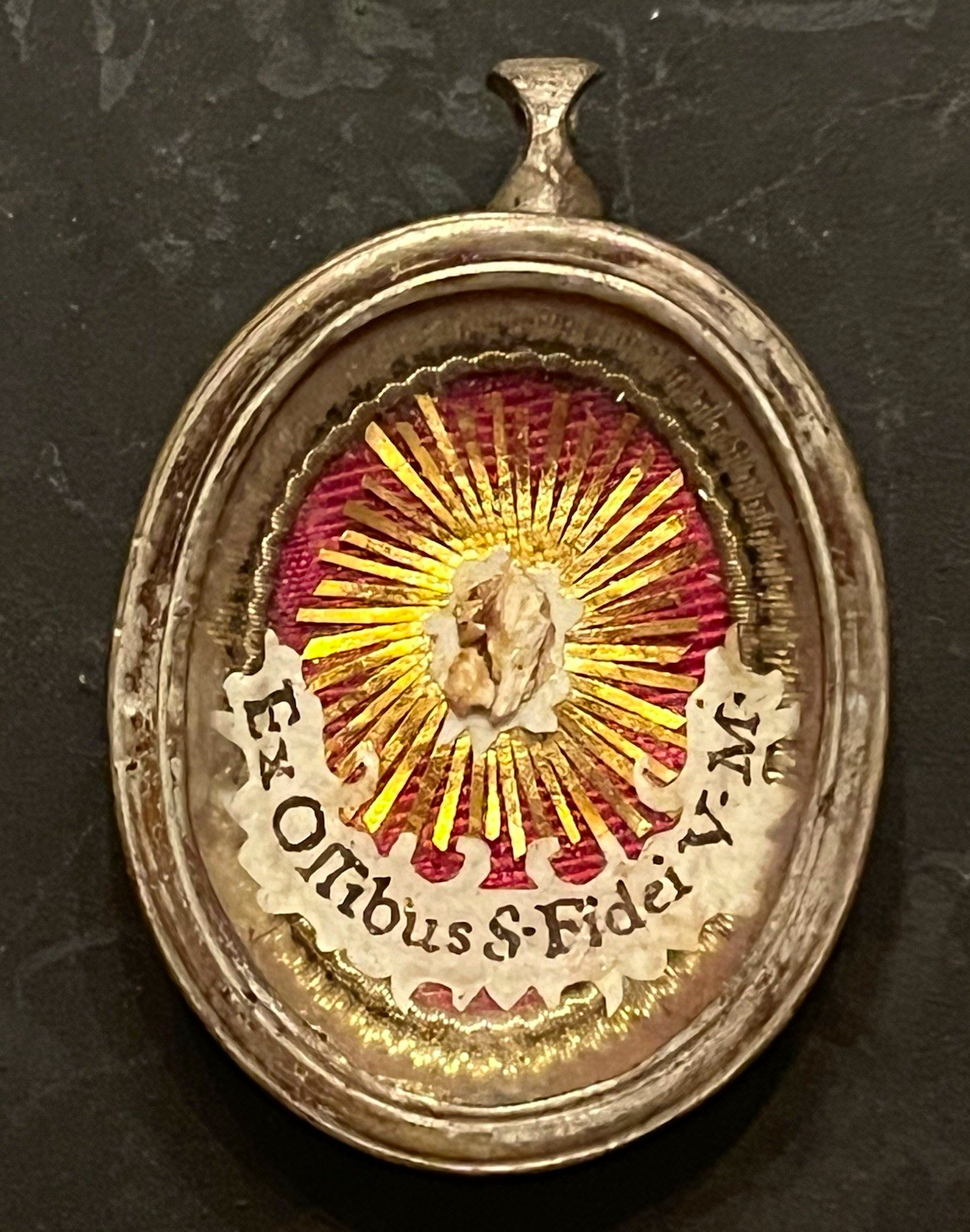 Antique 18thC Reliquary Theca Ex Ossibus St Faith Fidei Bone Relic Wax Seal