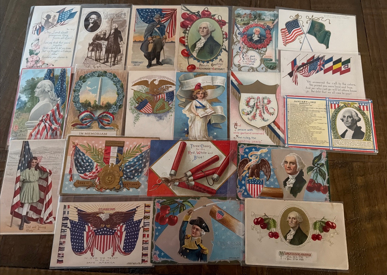 Lot of 20 Antique~ Patriotic Postcards~ Washington~July 4th~Flags~etc.~s705