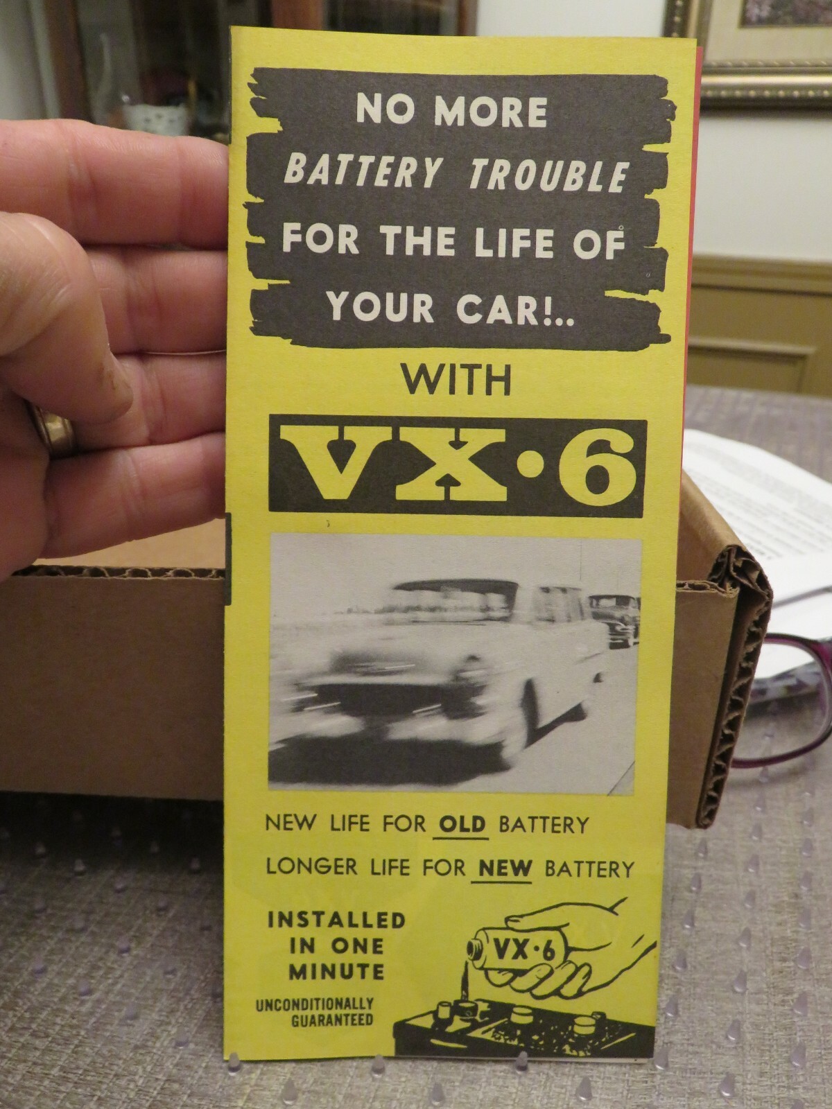 Vintage NO MORE BATTERY TROUBLE FOR THE LIFE OF YOUR CAR.. WITH VX-6 Pamphlet