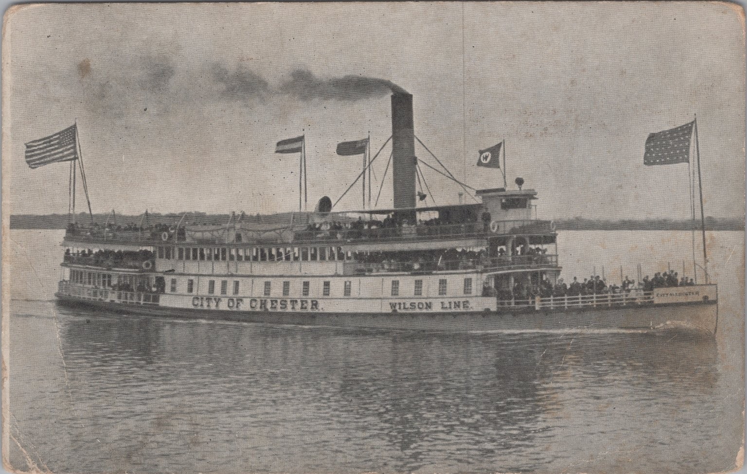 City of Chester Wilson Line Steamboat PA Pennsylvania c1910s Postcard