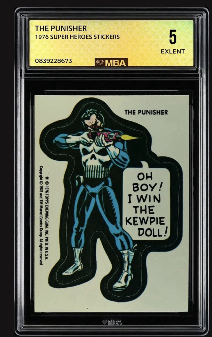 1976 Marvel Super Heroes Sticker #18 Punisher MBA 5 Ex Nice