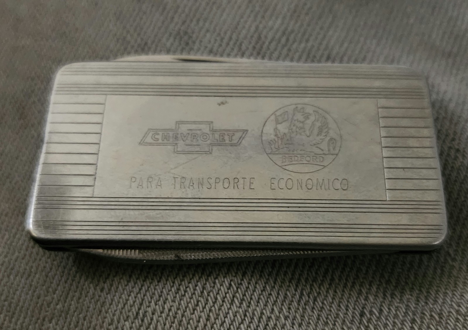Vintage Chevrolet Bedford Imperial USA Money Clip Pocket Knife & Nail File