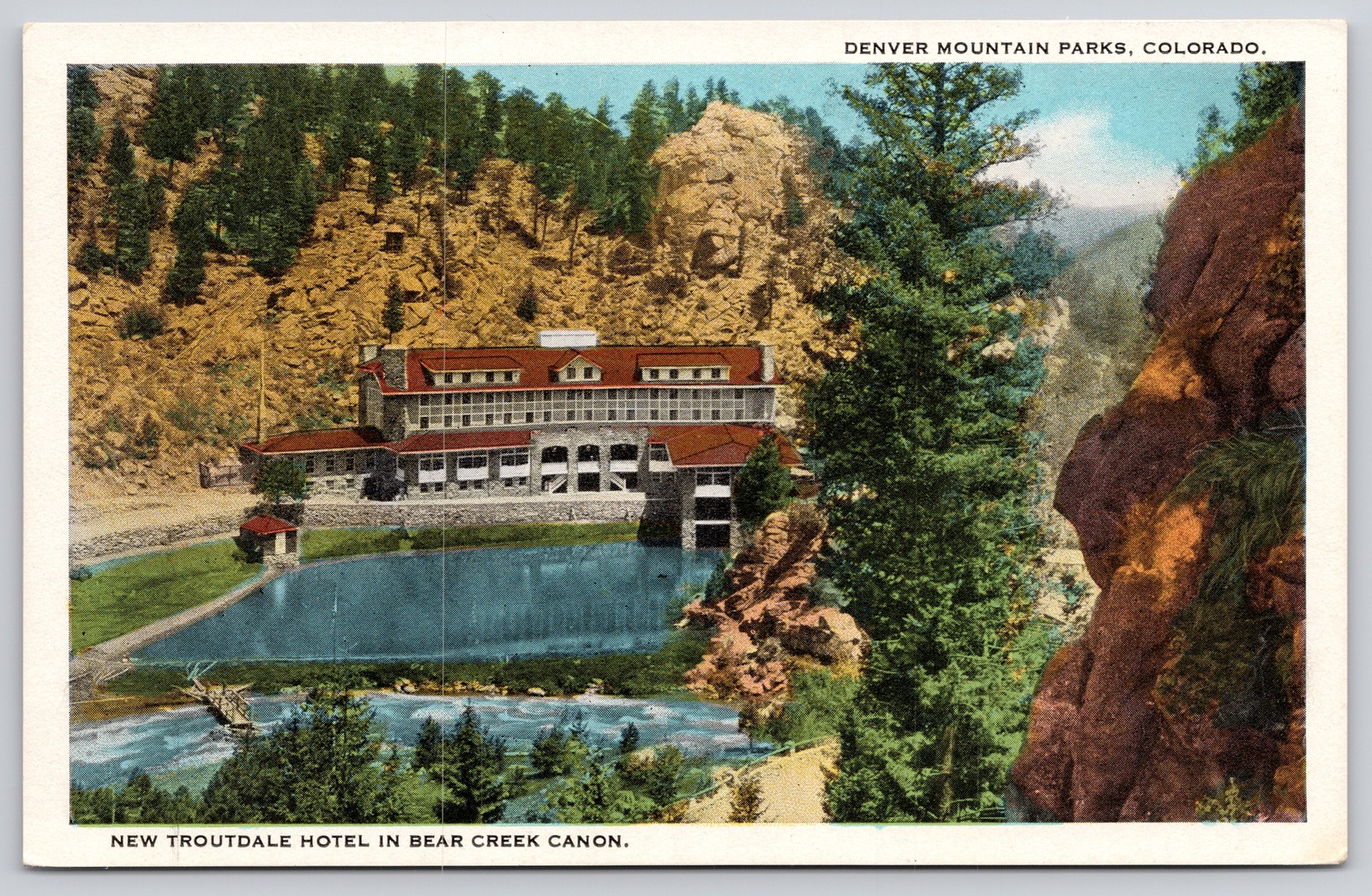 Colorado CO Troutdale Hotel Bear Creek Canyon Postcard c1920s