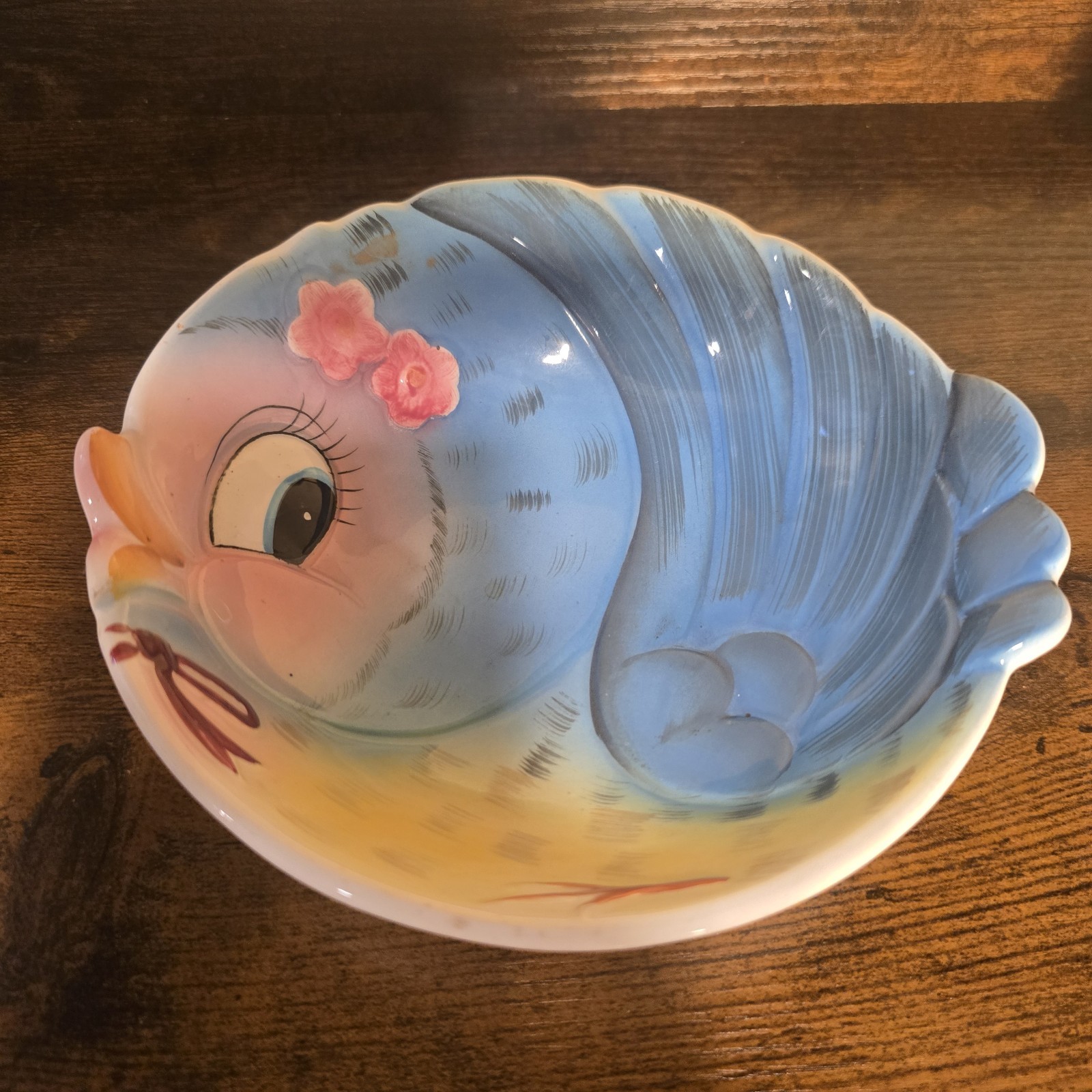 VTG MCM Lefton Bluebird Bowl Anthropomorphic Blue Bird Dish 435
