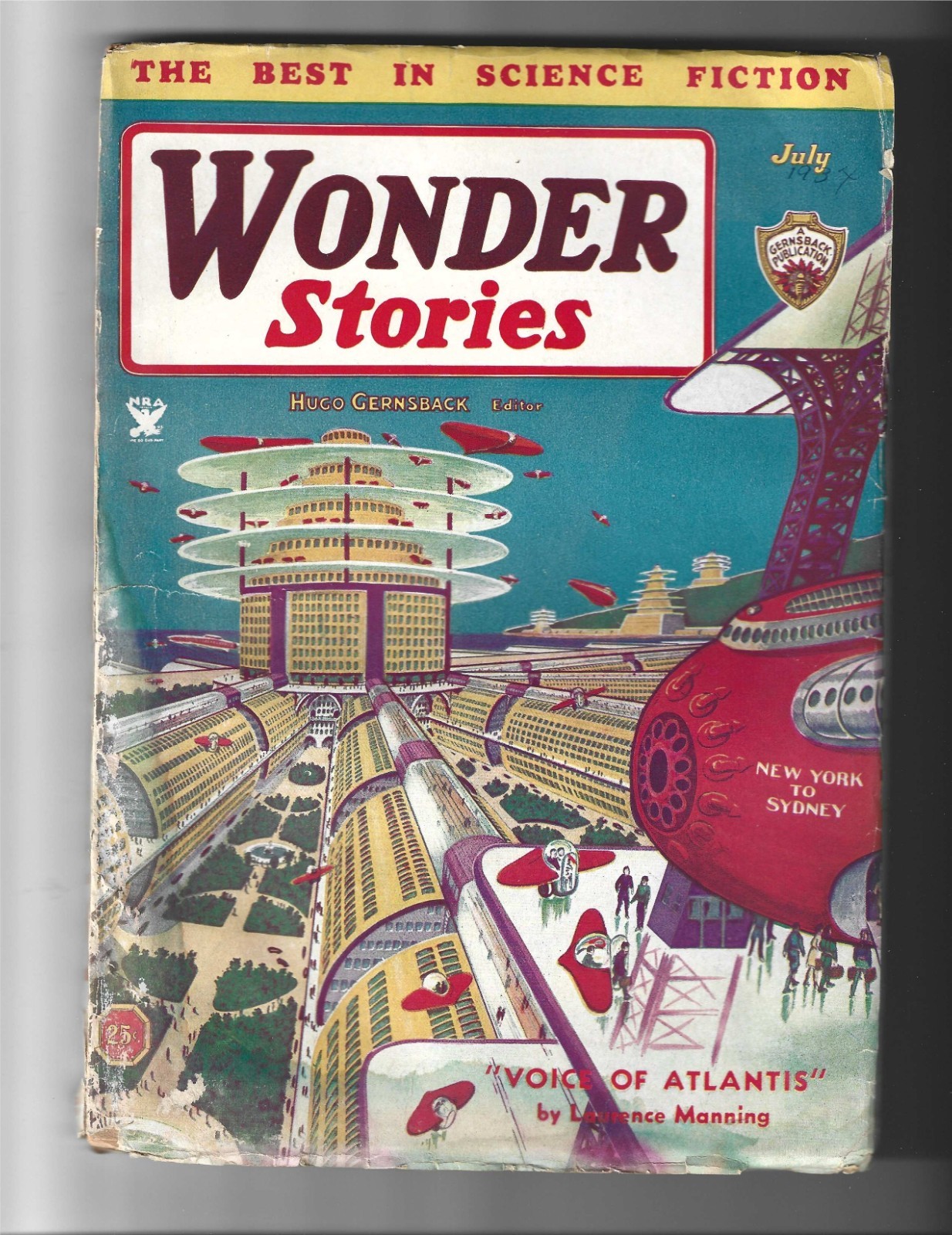 Wonder Stories Pulp July 1934 Key Issue GD