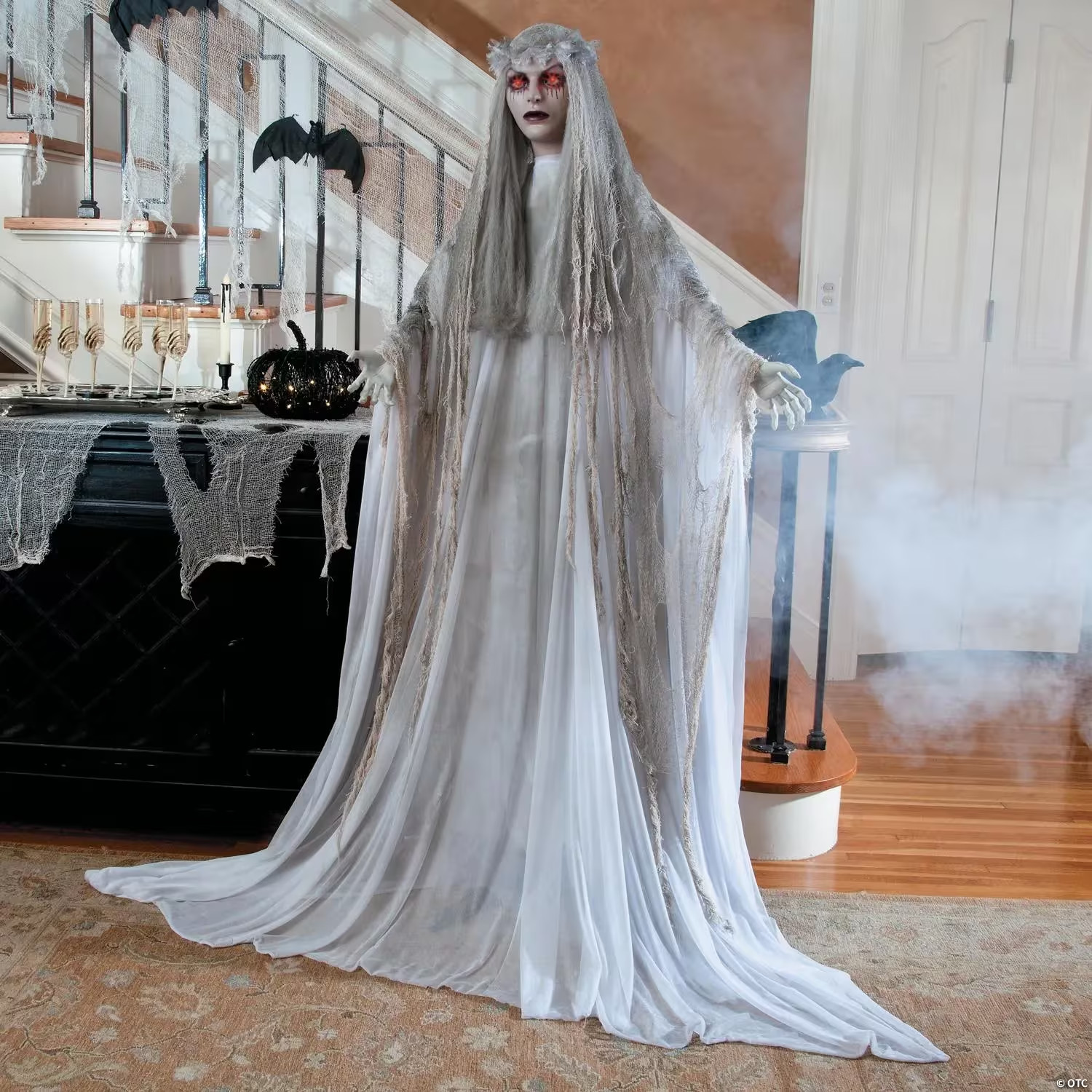 Life Size Ghost Girl Halloween Decoration 5.7 Ft Standing Haunted House Prop