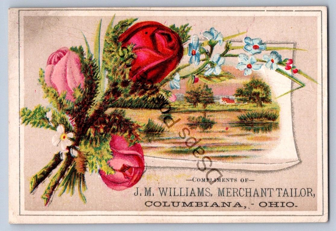 K55/ Victorian Trade Card c1890s J.M. Williams Tailor Columbiana Ohio 420