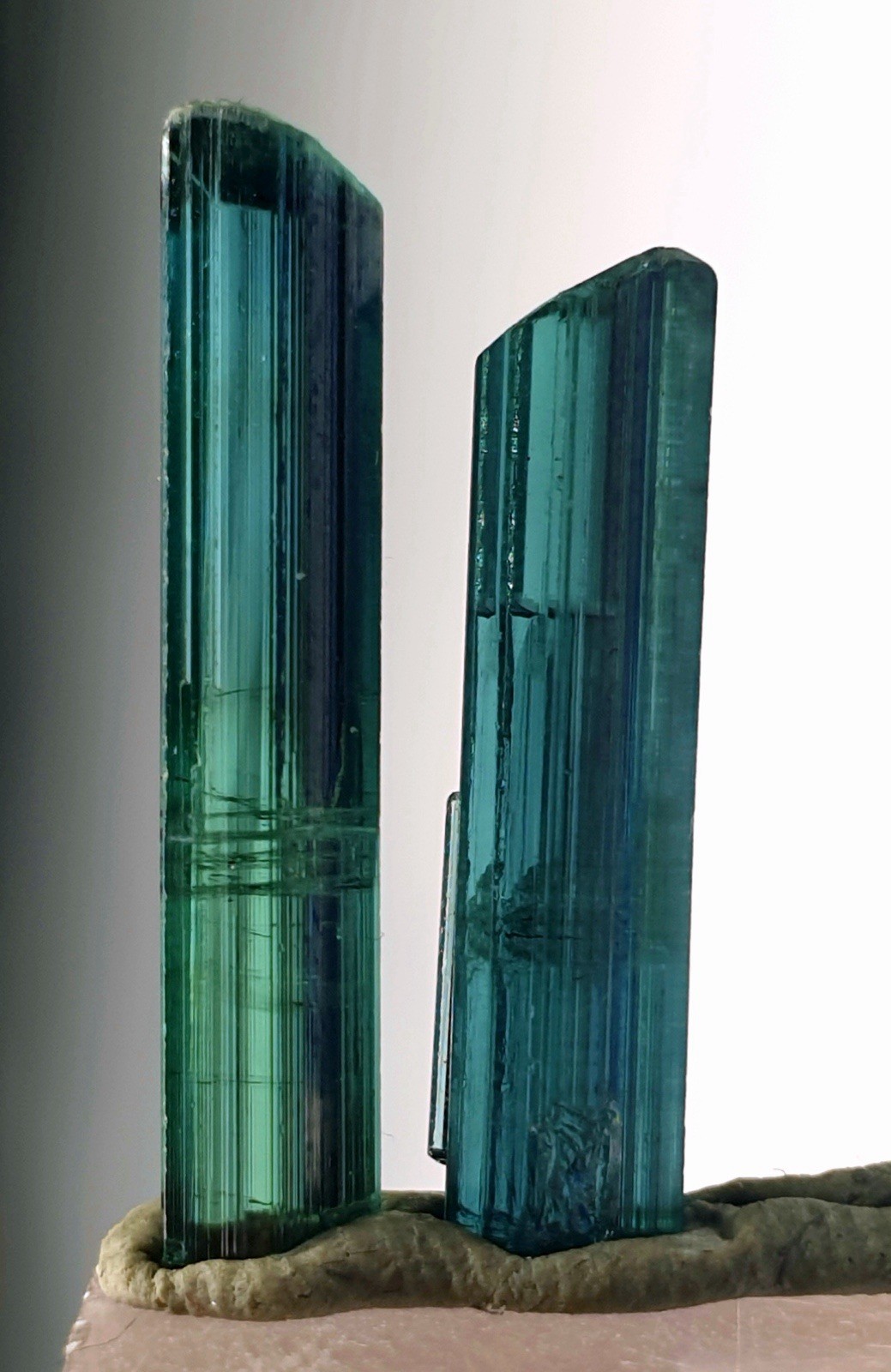 Saturated Top Quality Greenish Color Pair Tourmaline Crystal From Afg