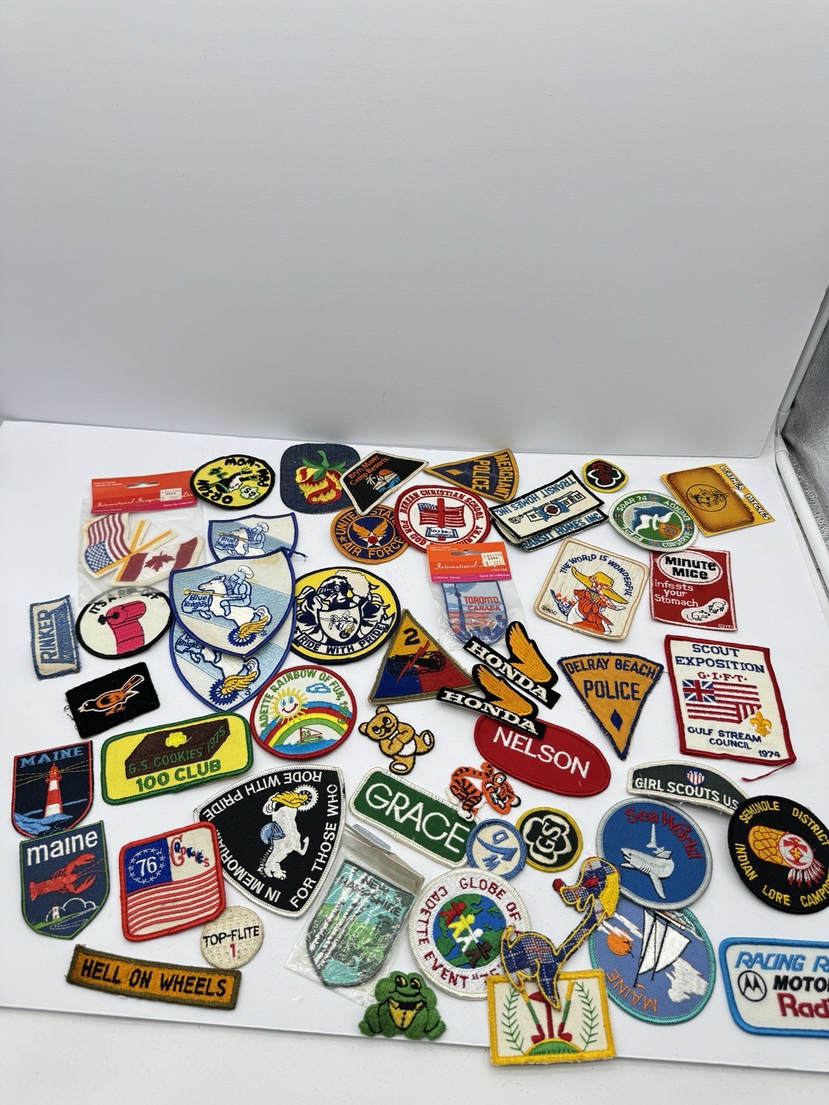 Lot of 51 Vintage Embroidered Patches Boy Girl Scouts Police Military Souvenir