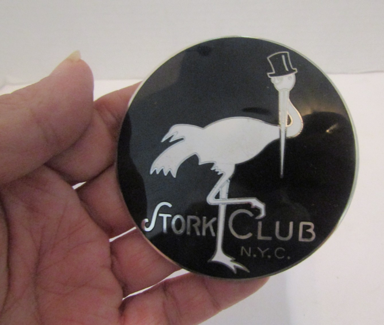 Vintage 1940s Stork Club NYC Car License Plate Topper Badge 3