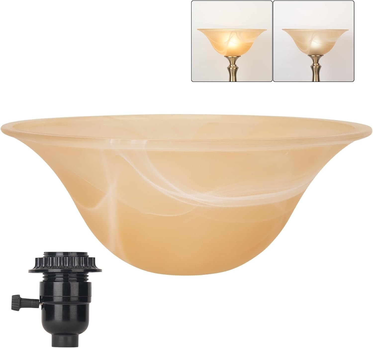 Glass Lamp Shade Replacement for Torchiere Floor Lamps，Lamp Shade for Amber