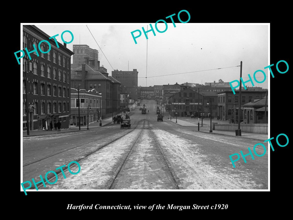 OLD 6 X 4 HISTORIC PHOTO OF HARTFORD CONNECTICUT VIEW OF MORGAN STREET c1920
